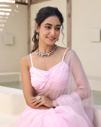 Saanjh Pink Satin Blouse
