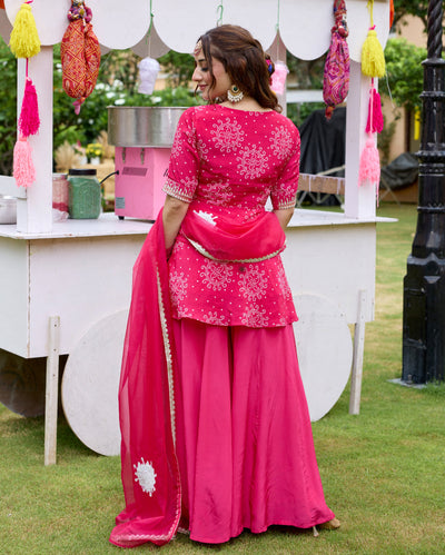 Kanak Pink Bandhani Crepe Suit Set