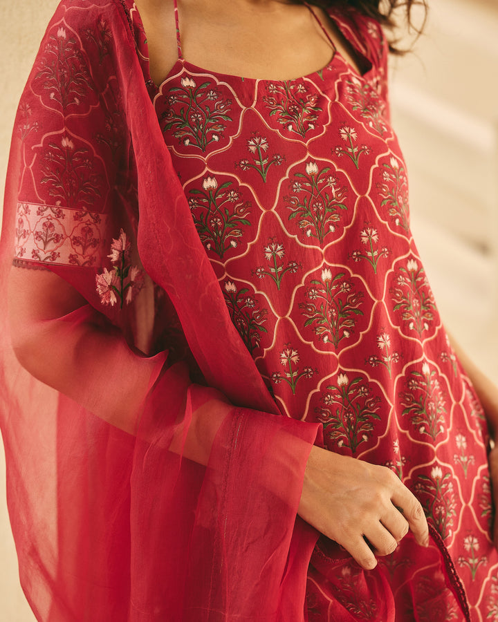 Vadya Maroon Cotton Printed Suit Set