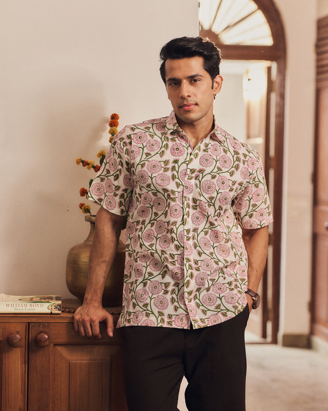 Raghav Off White Printed Cotton Shirt