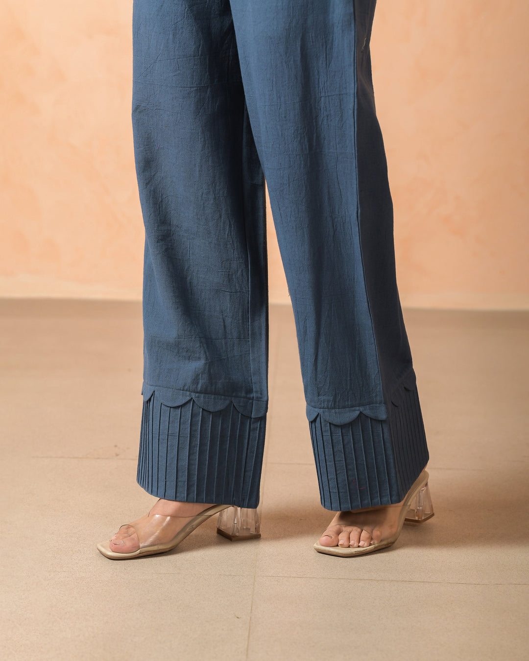 Petaline Blue Flex Solid Flared Pants