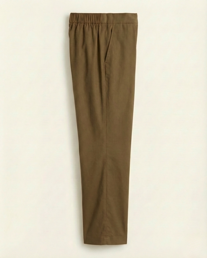 Olivia Olive Green Cotton Straight Pants
