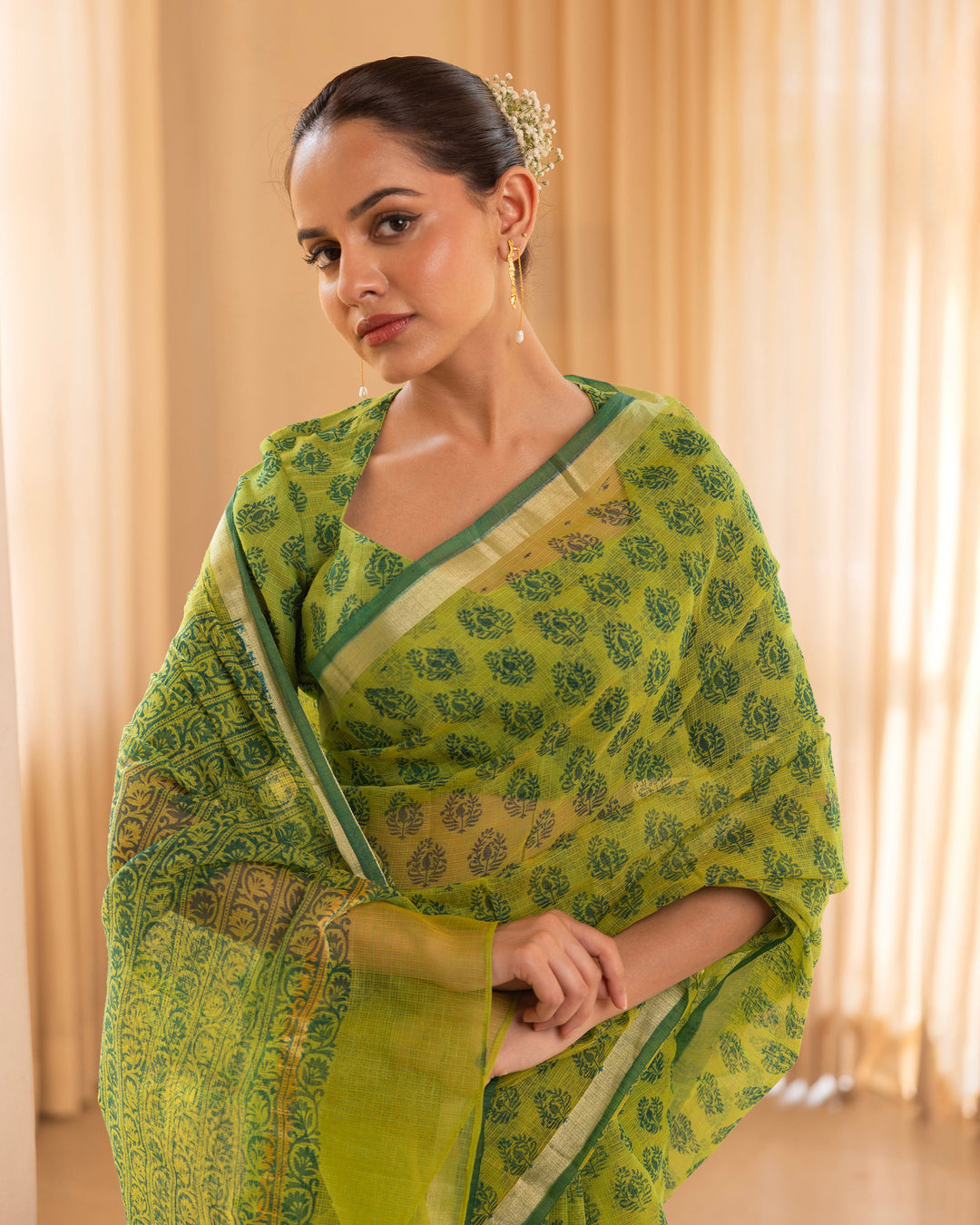 Gita Green Doria Printed Saree
