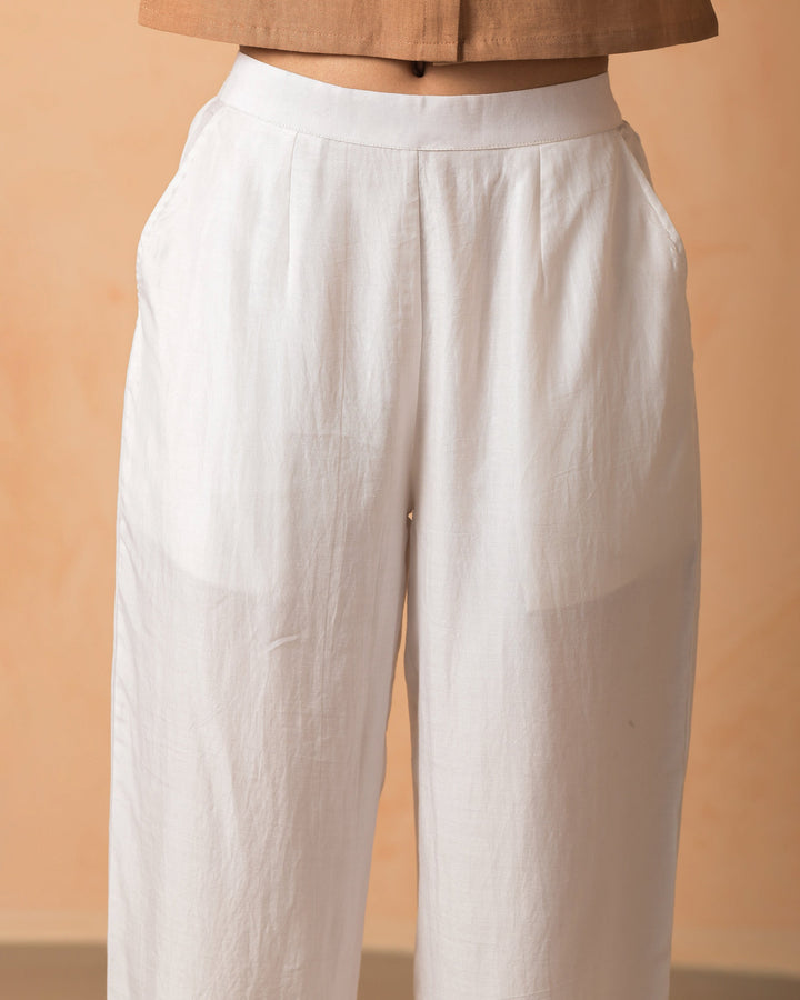 Elsha White Chanderi Embroidered Straight Pants