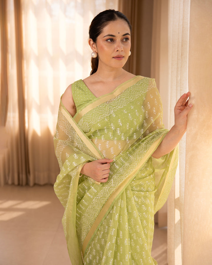 Iraaya Green Doria Printed Saree