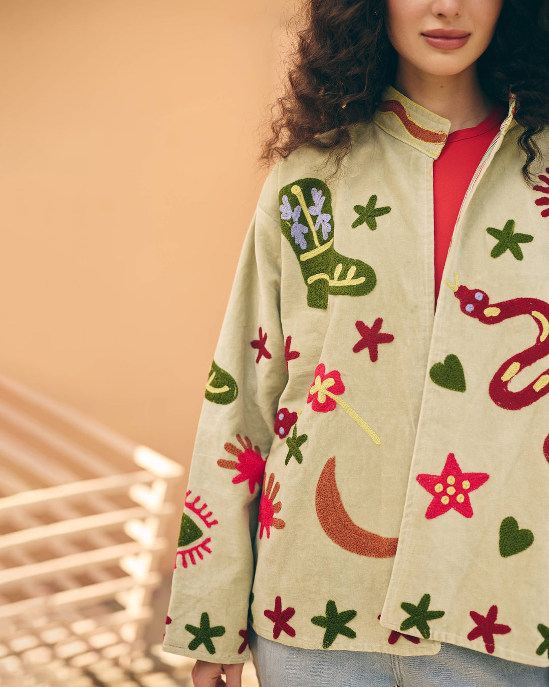 Herbelle Sage Velvet Suzani Jacket