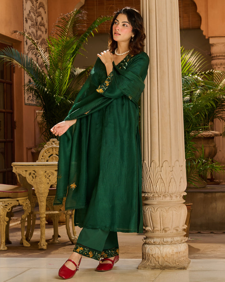 Vanya Green Embroidered Doria Suit Set