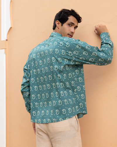 Eshaan Sage Bandhani Cotton Shirt