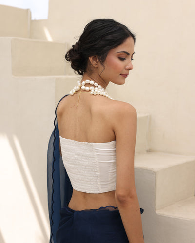 Sajni White Satin Blouse