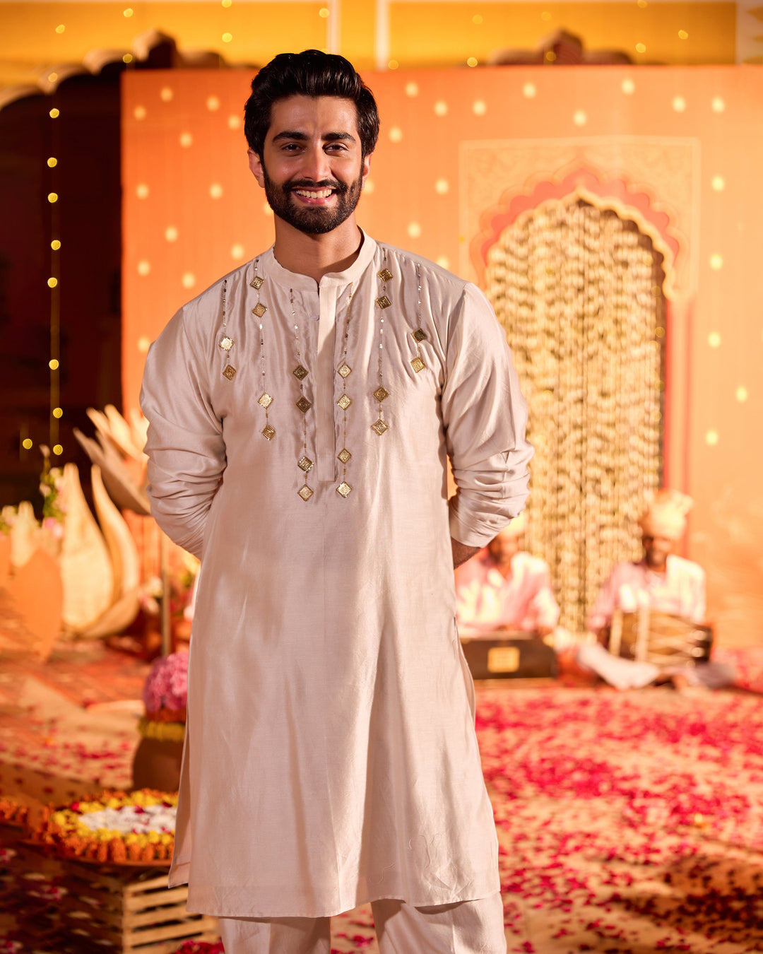 Mukund Grey Chanderi Embroidered Kurta
