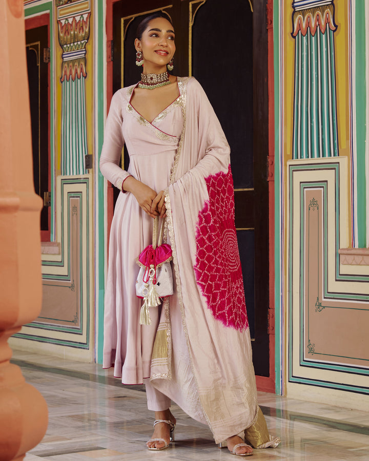 Rajya Grey Embroidered Chanderi Suit Set