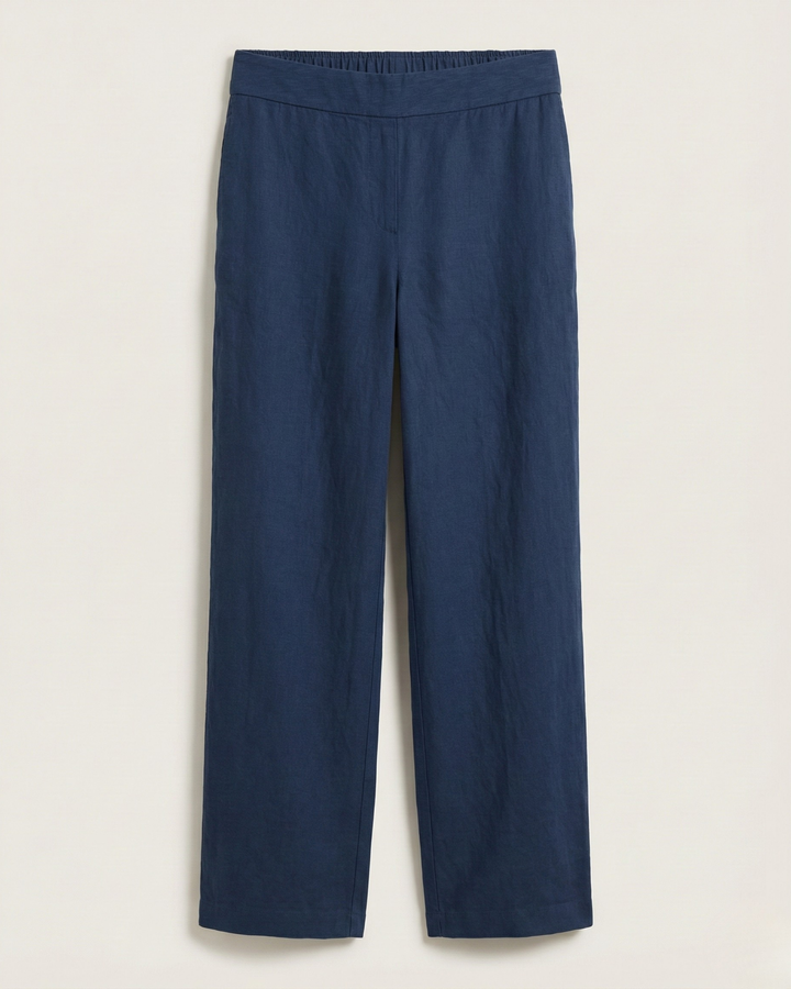 Zareen Dark Blue Cotton Flex Straight Pants