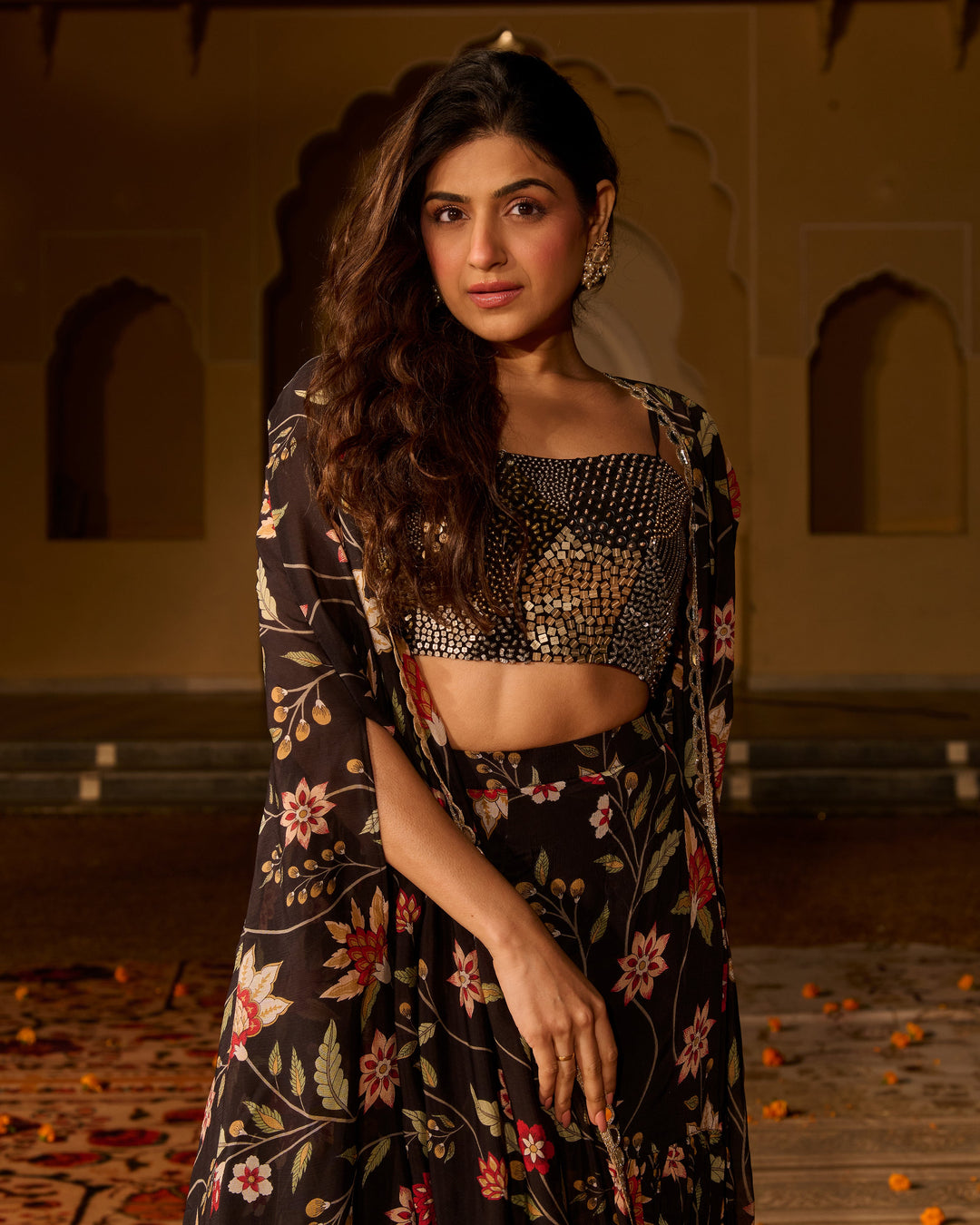 Ananya Black Printed Georgette Coord Set