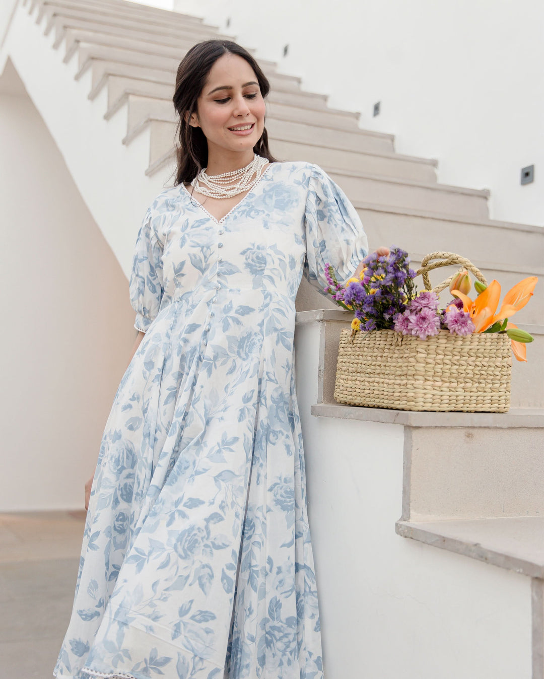 Sugar Plum White Cotton Printed Dress