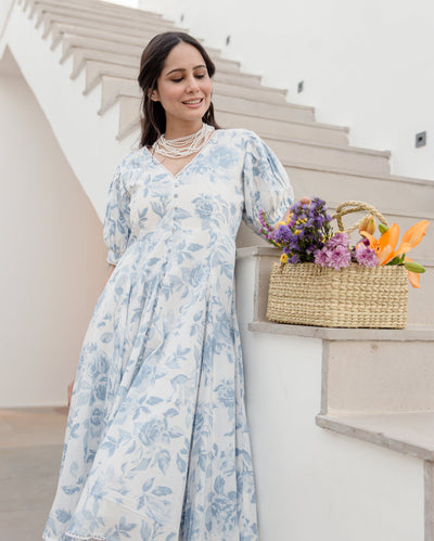 Sugar Plum White Cotton Printed Dress