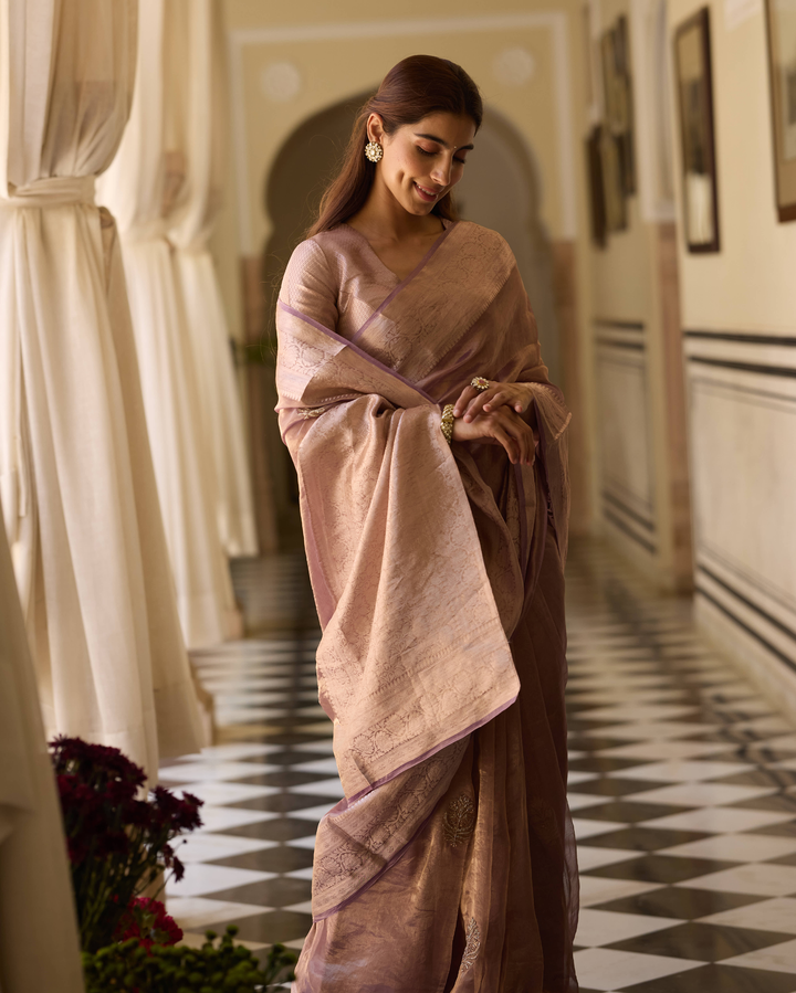 Prabha Purple Handcrafted Tissue Saree