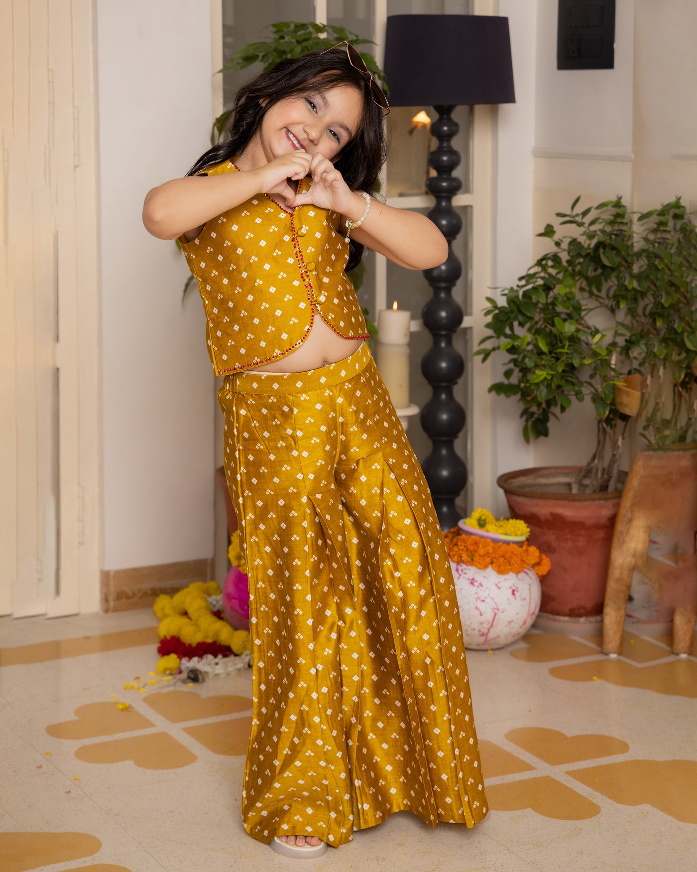 Kumud Mustard Bandhani Chanderi Coord Set
