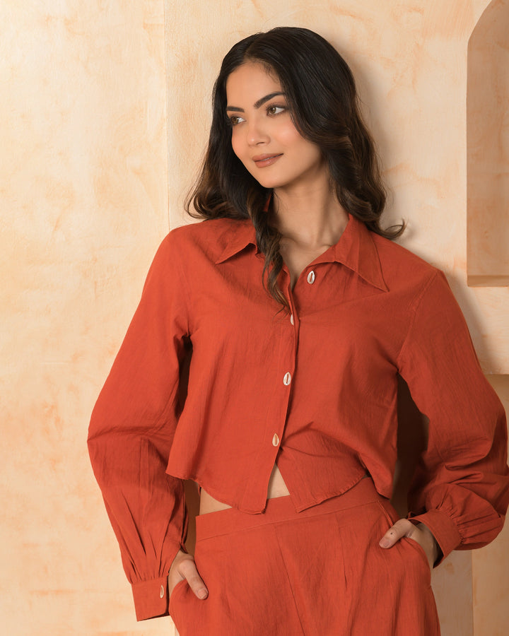 Aurex Orange Solid Cotton Coord Set