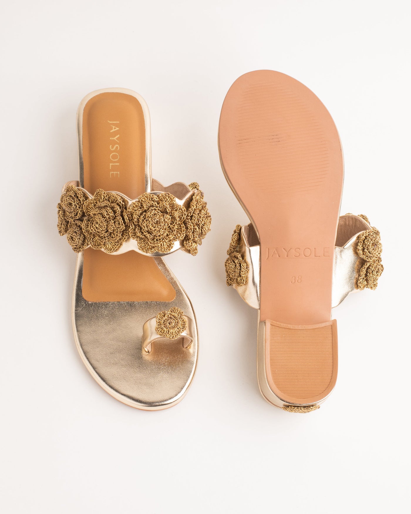 Sunehri Golden Flower Heels 