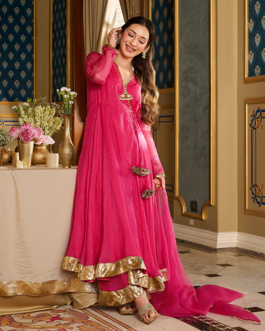 Roshvika Pink Embroidered Doria Suit Set