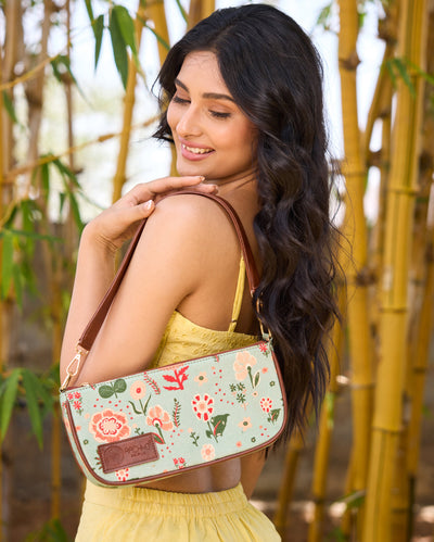 Ditsy Green Baguette Bag