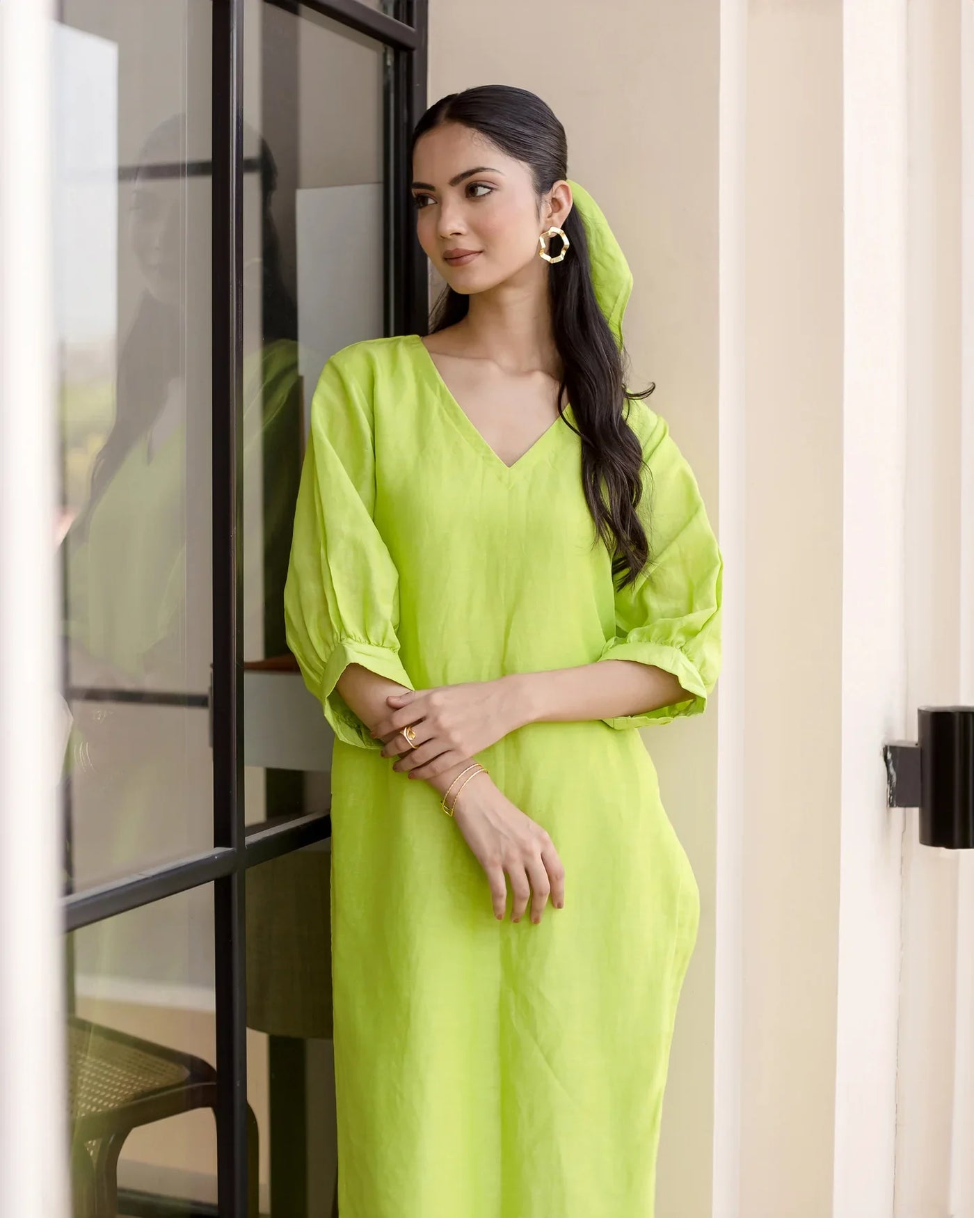 Lush Green Solid Cotton Coord Set