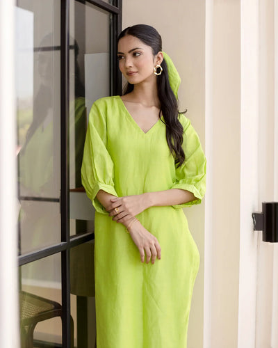 Lush Green Solid Cotton Coord Set