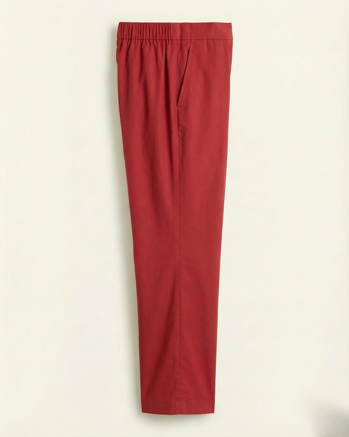 Maria Red Cotton Straight Pants
