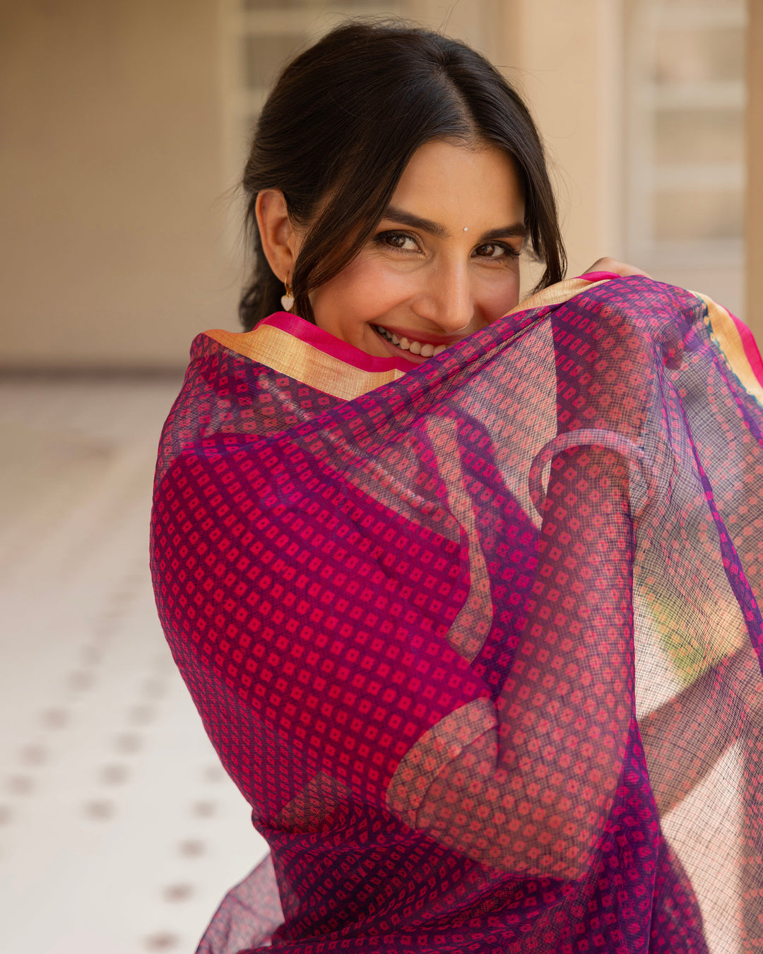Bloom Purple Doria Bandhej Saree