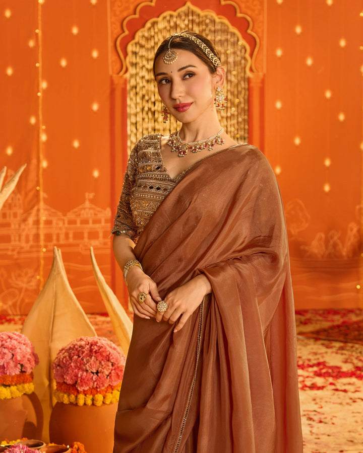 Lakshmika Brown Silk Saree