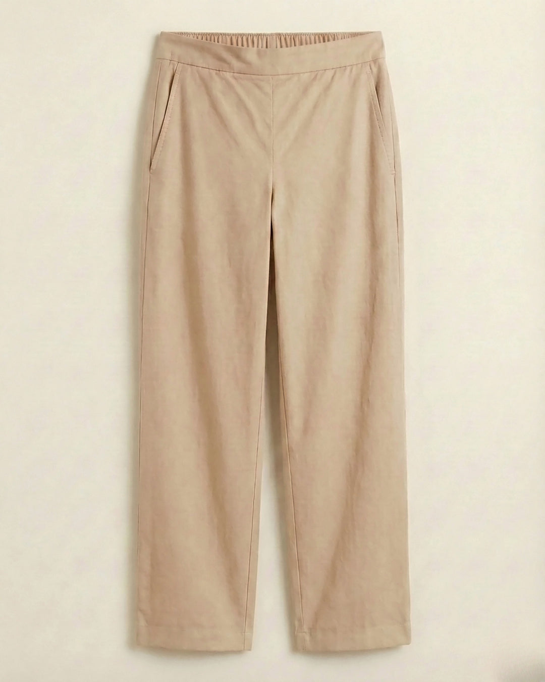 Ziva Beige Cotton Straight Pants