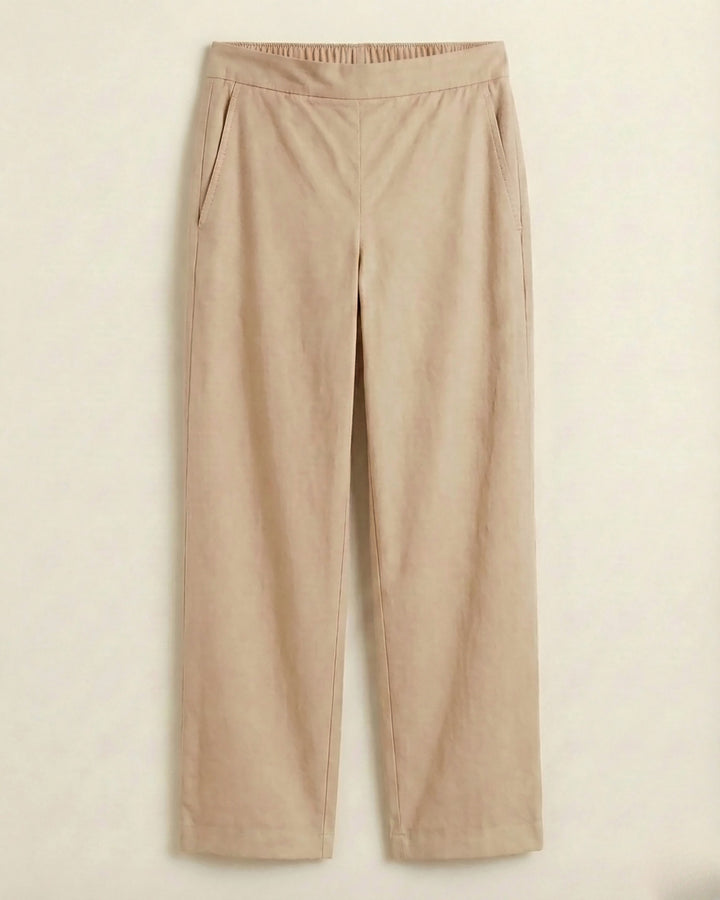 Ziva Beige Cotton Straight Pants