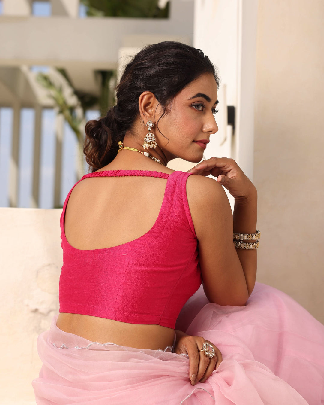 Afsana Pink Silk Blouse