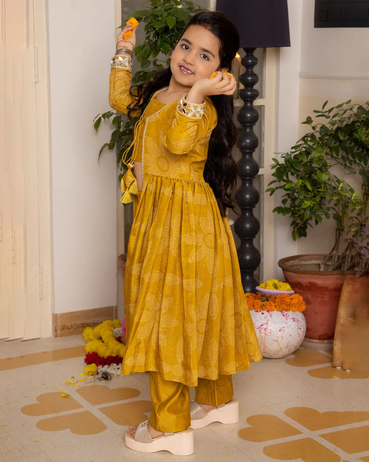 Tara Mustard Bandhani Chanderi Coord Set