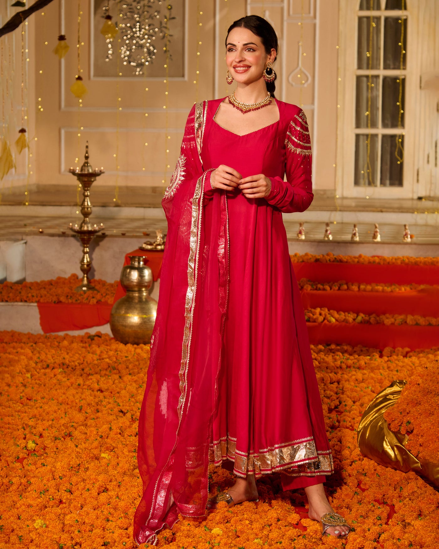Jyoti Pink Solid Chanderi Suit Set