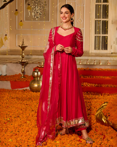Jyoti Pink Solid Chanderi Suit Set