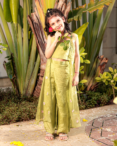 Butterfly Blossom Green Silk Coord Set