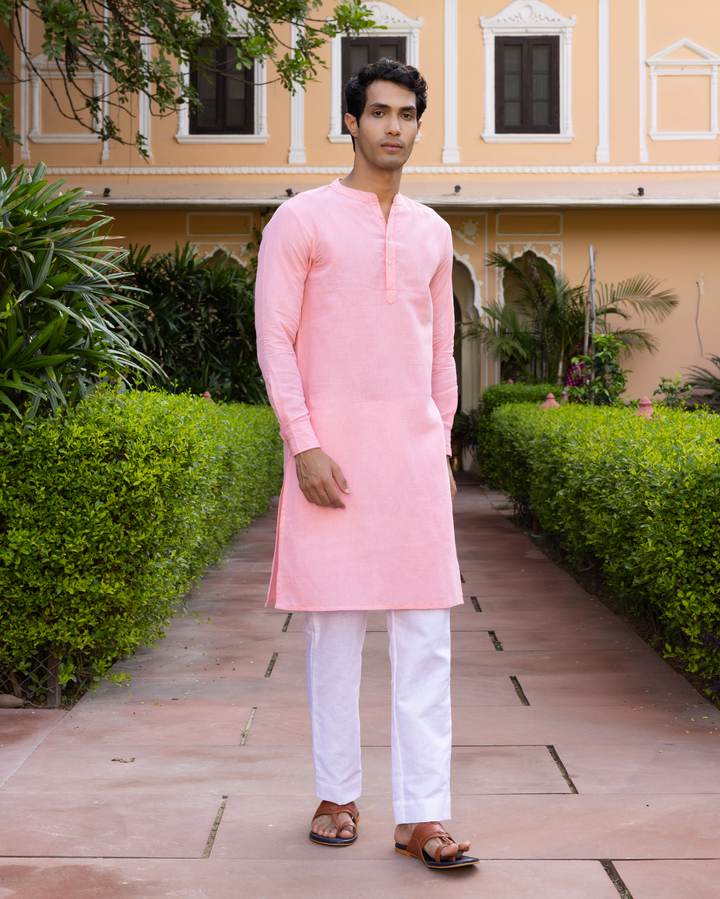 Tanishq Peach Solid Cotton Flex Kurta