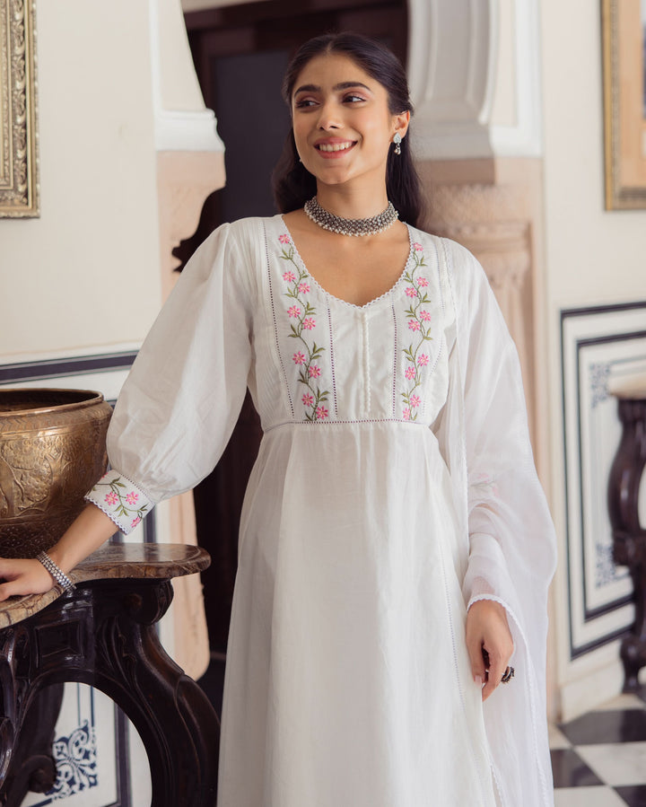 Rizz White Embroidered Cotton Suit Set