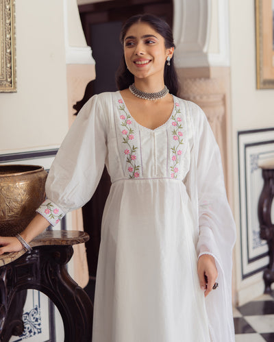Rizz White Embroidered Cotton Suit Set