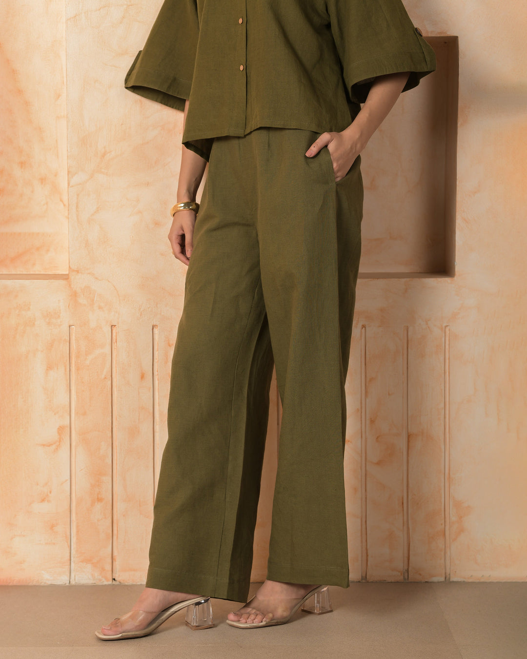 Peridot Olive Solid Cotton Flex Coord Set