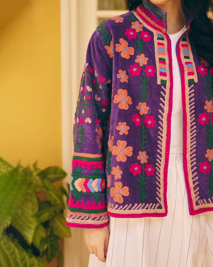 Amorette Purple Velvet Suzani Jacket