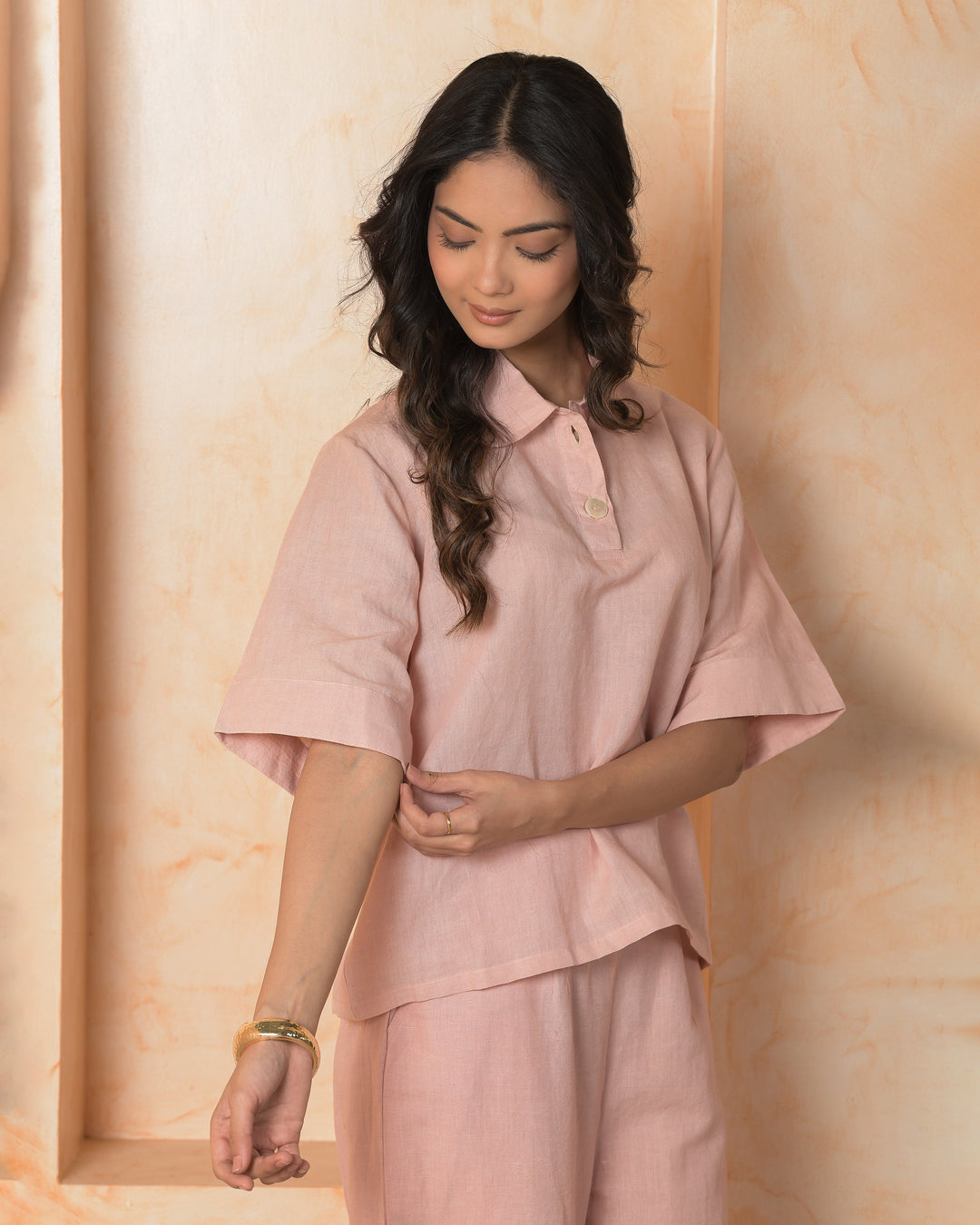 Pia Pink Solid Cotton Flex Coord Set
