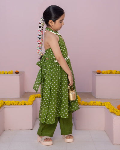 Pihu Green Bandhani Georgette Coord Set