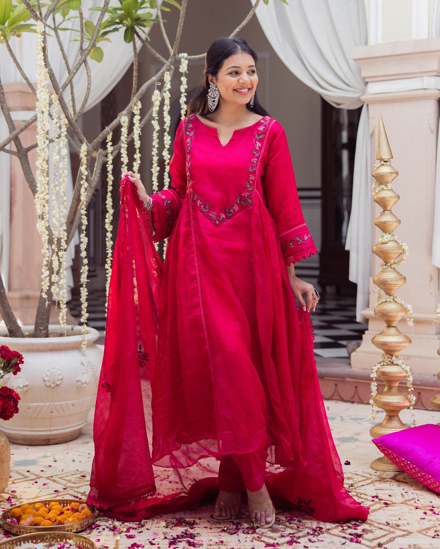 Sheer Pink Embroidered Doria Suit Set