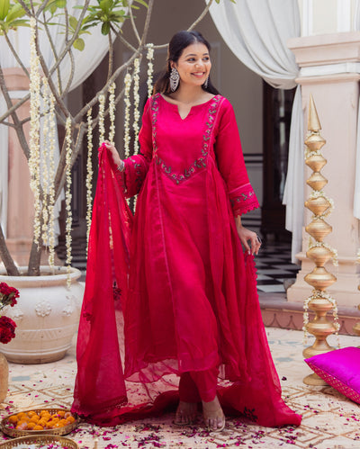 Sheer Pink Embroidered Doria Suit Set