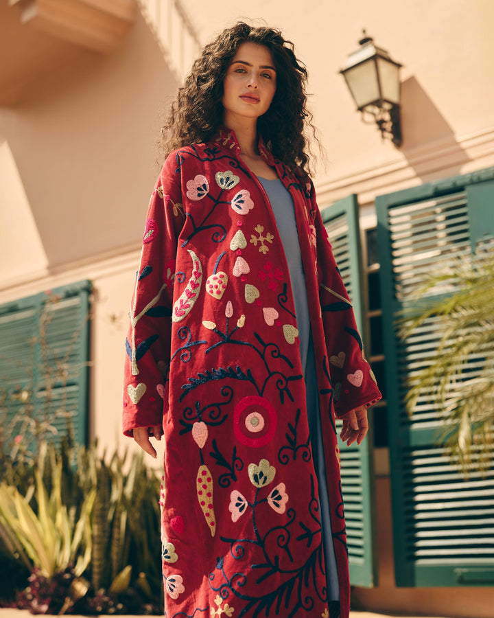 Scarlette Red Velvet Suzani Jacket
