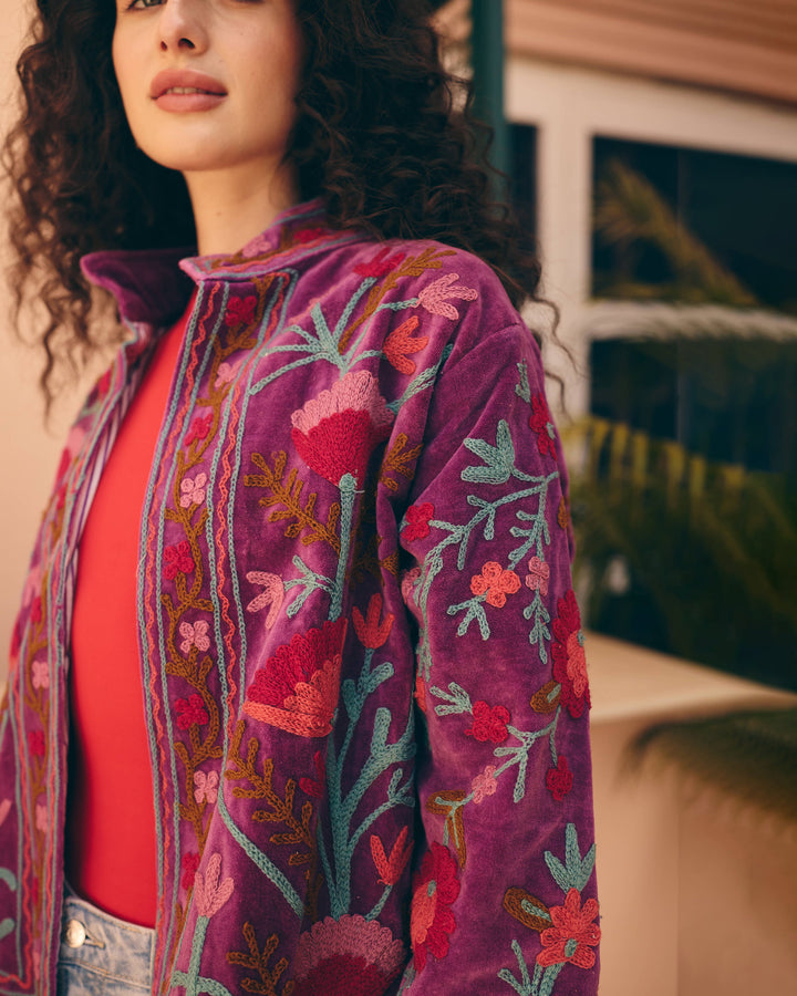 Liloura Purple Velvet Suzani Jacket