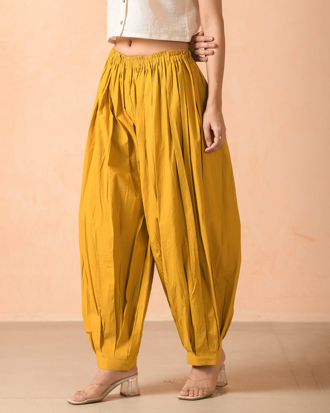 Mivra Mustard Cotton Poplin Solid Pants