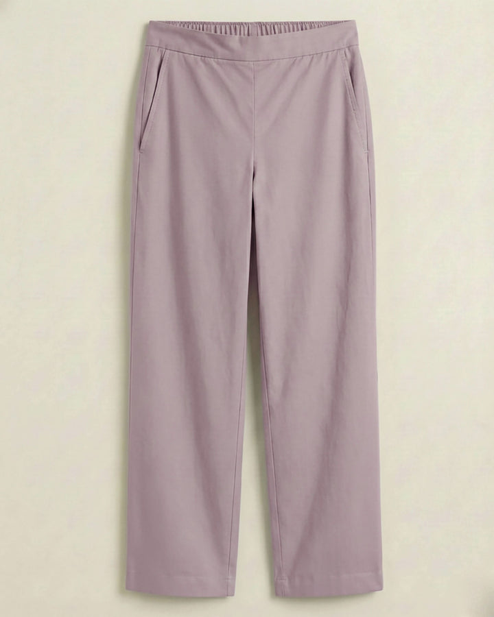 Mia Lilac Cotton Solid Straight Pants